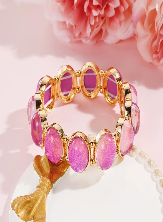Coiris Crystal Stretch Bracelet for Women Pink Sparkle Bling Rhinestone Trendy Bracelets for Women(BR1234-Pink) - Image 5