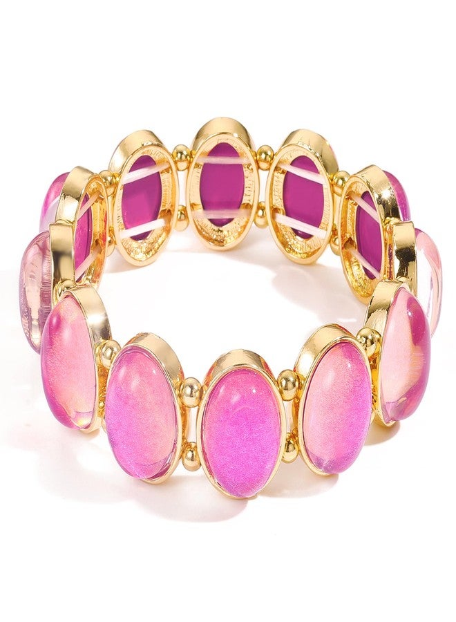 Coiris Crystal Stretch Bracelet for Women Pink Sparkle Bling Rhinestone Trendy Bracelets for Women(BR1234-Pink) - Image 1