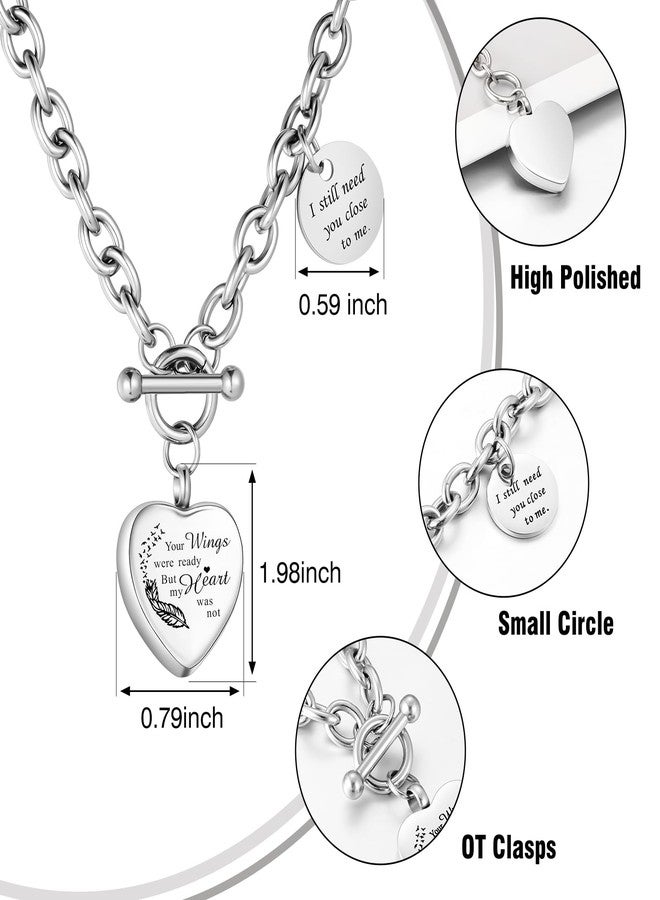 XIUDA Heart Cremation Urn Necklaces for Ashes Locket Cremation Jewelry for Human Ashes Stainless Steel Memorial Keepsake Pendant for Women - Image 3