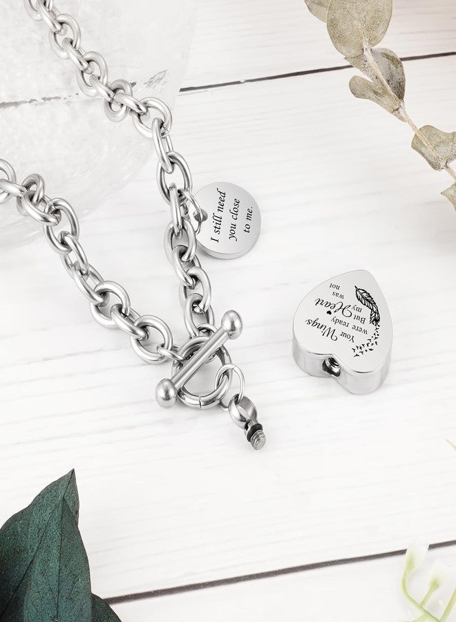 XIUDA Heart Cremation Urn Necklaces for Ashes Locket Cremation Jewelry for Human Ashes Stainless Steel Memorial Keepsake Pendant for Women - Image 2