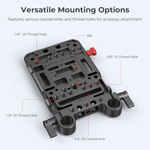 SMALLRIG V Mount Battery Plate, V-Lock Battery Plate with Dual 15mm Rod Clamp, 1/4"-20 & 3/8"-16 Threaded Holes V Mount Battery VB99 SE / VB99 / VB99 Pro, for Neewer PS099E - Image 5