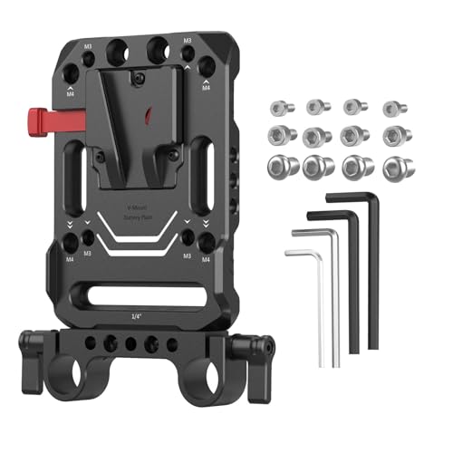 SMALLRIG V Mount Battery Plate, V-Lock Battery Plate with Dual 15mm Rod Clamp, 1/4"-20 & 3/8"-16 Threaded Holes V Mount Battery VB99 SE / VB99 / VB99 Pro, for Neewer PS099E - Image 1