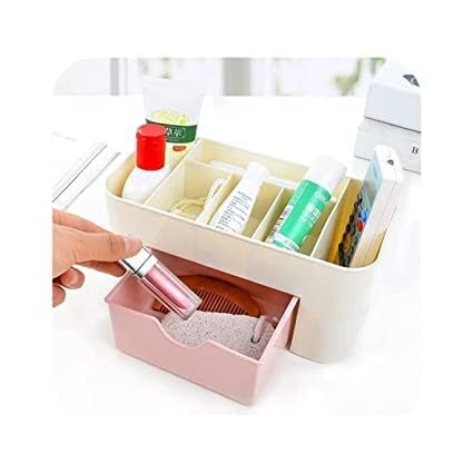 IQS Enterprise Makeup Organizer with Drawer Large Capacity Countertop Organizer for Vanity Bathroom and Bedroom Desk Cosmetics Organizer for Skin Care Brushes Eyeshadow Lotions Lipstick (1 pcs) - Image 4