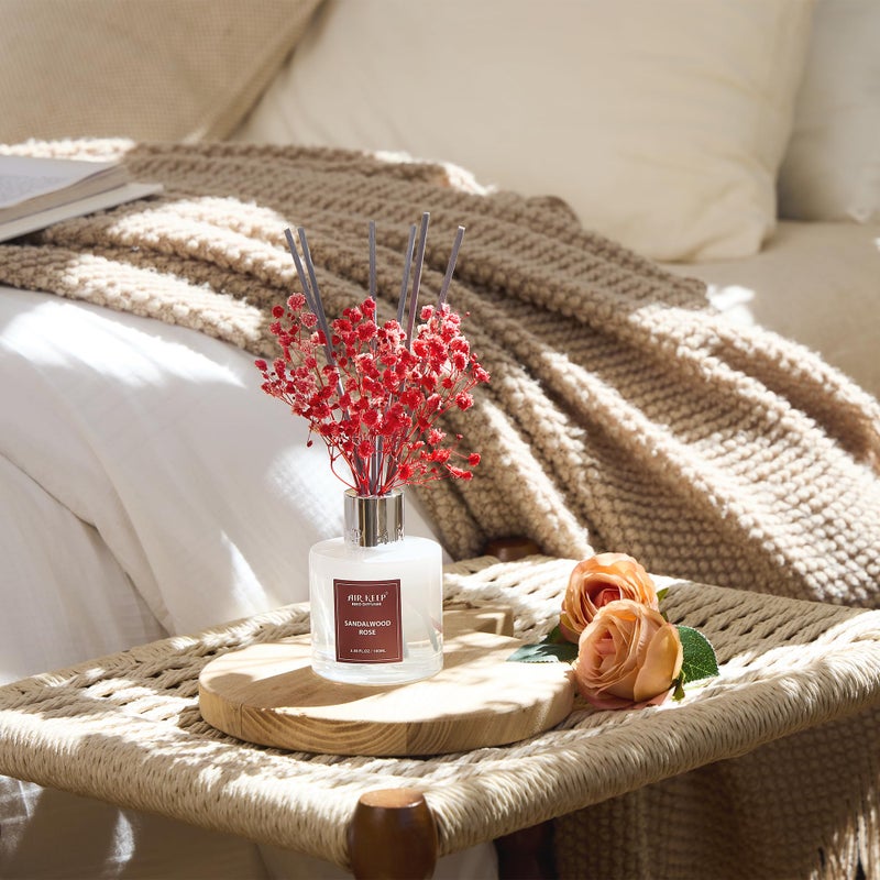 Airkeep Reed Diffuser Set,3.38 fl oz (100 ml) - Sandalwood Rose Oil Diffusers with 8 Reed Sticks,Home Fragrance Reed Diffuser for Bathroom Shelf Decor - Image 2