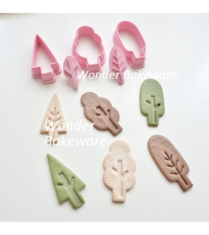 Cartoon Tree Cookie Stamp Set For Forest Cake Decorating Fondant Biscuit Mould Baking Tool - Image 4