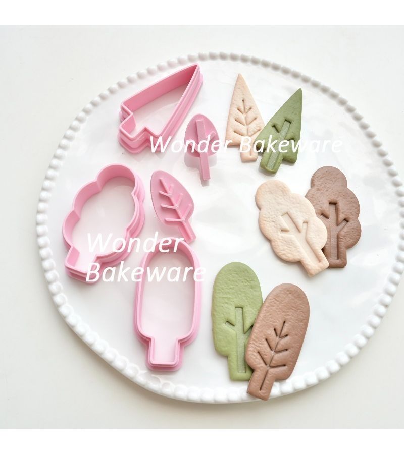 Cartoon Tree Cookie Stamp Set For Forest Cake Decorating Fondant Biscuit Mould Baking Tool - Image 2