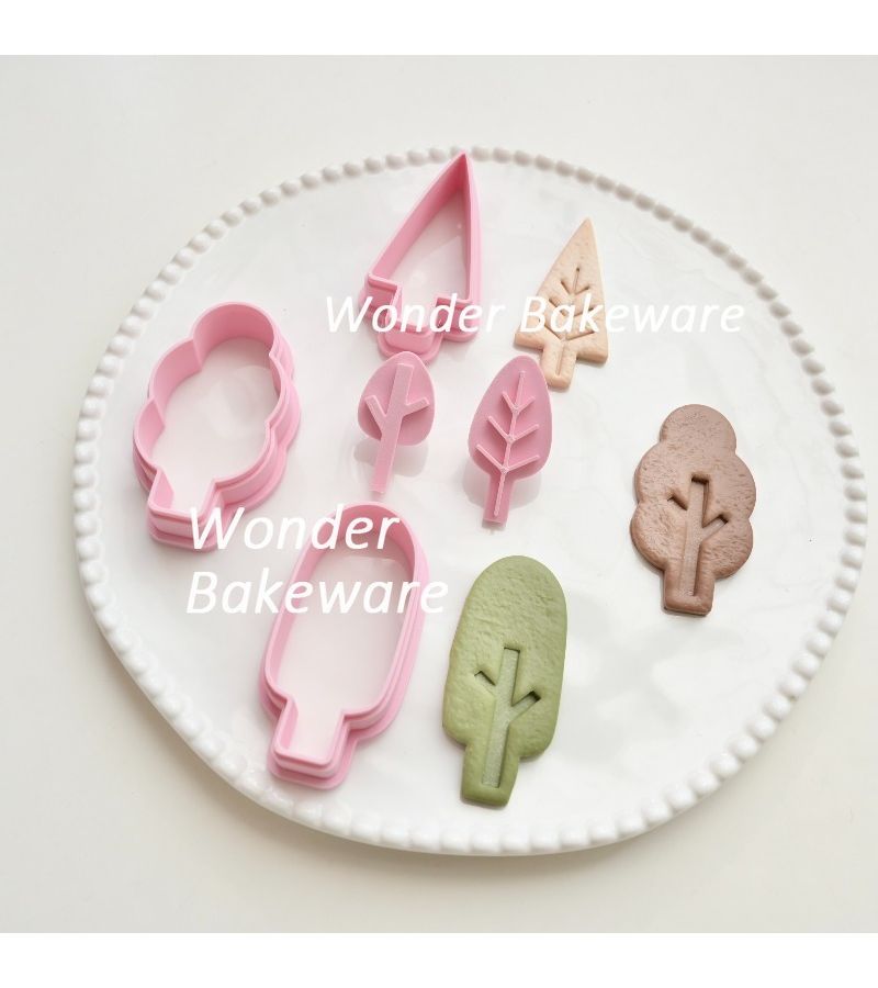 Cartoon Tree Cookie Stamp Set For Forest Cake Decorating Fondant Biscuit Mould Baking Tool - Image 1