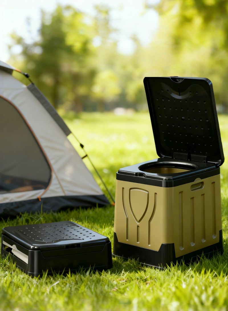 مرحاض تخييم | مرحاض محمول للكبار | مرحاض محمول للتخييم | المشي لمسافات طويلة، السفر بالسيارة، الشاحنات، الرحلات البرية، الشاطئ والتخييم (كاكي) - view 4