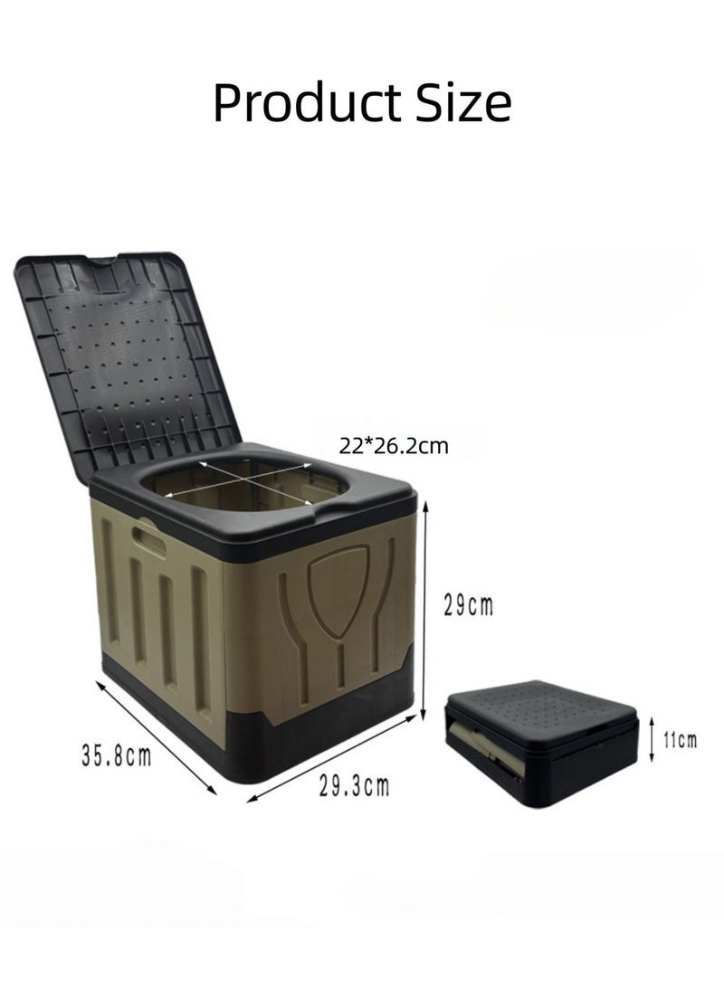 مرحاض تخييم | مرحاض محمول للكبار | مرحاض محمول للتخييم | المشي لمسافات طويلة، السفر بالسيارة، الشاحنات، الرحلات البرية، الشاطئ والتخييم (كاكي) - view 2