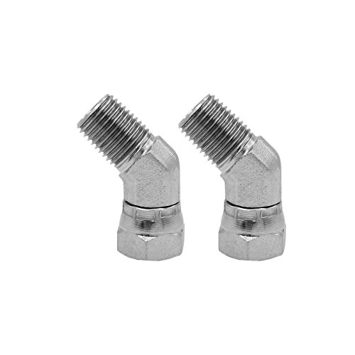 BEITERSTOE (2-PACK) 1503-04-04 Hydraulic Hose Adapter Fitting 1/4" Male (1/4-18 NPTF) × 1/4" Female (1/4-18 NPSM) Swivel 45° Elbow SAE Pipe Joints Connector Carbon Steel - Image 1