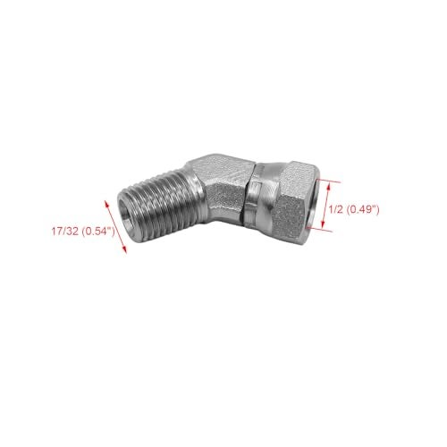 BEITERSTOE (2-PACK) 1503-04-04 Hydraulic Hose Adapter Fitting 1/4" Male (1/4-18 NPTF) × 1/4" Female (1/4-18 NPSM) Swivel 45° Elbow SAE Pipe Joints Connector Carbon Steel - Image 2