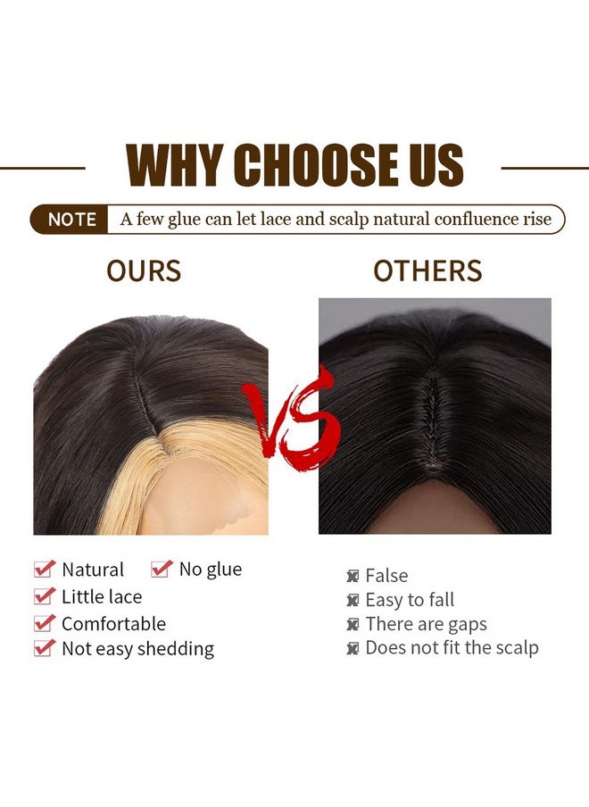 XCCOCO - Long Wavy Wigs For Women Black Highlighted Wig Body Wave Synthetic Lace Wig 28Inch Black Wig With Blonde Streaks Highlight Wig Heat Resistant Curly Wavy Side Part Wig - Image 1