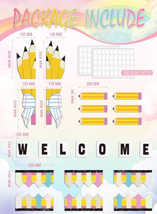 Feifeiya Back to School Pencil Classroom Door Cutouts Set Bulletin Board Decorations Welcome Back First Day Cutouts Classroom Wall Door Decor for Preschool Elementary Middle School(Pencil) - Image 2