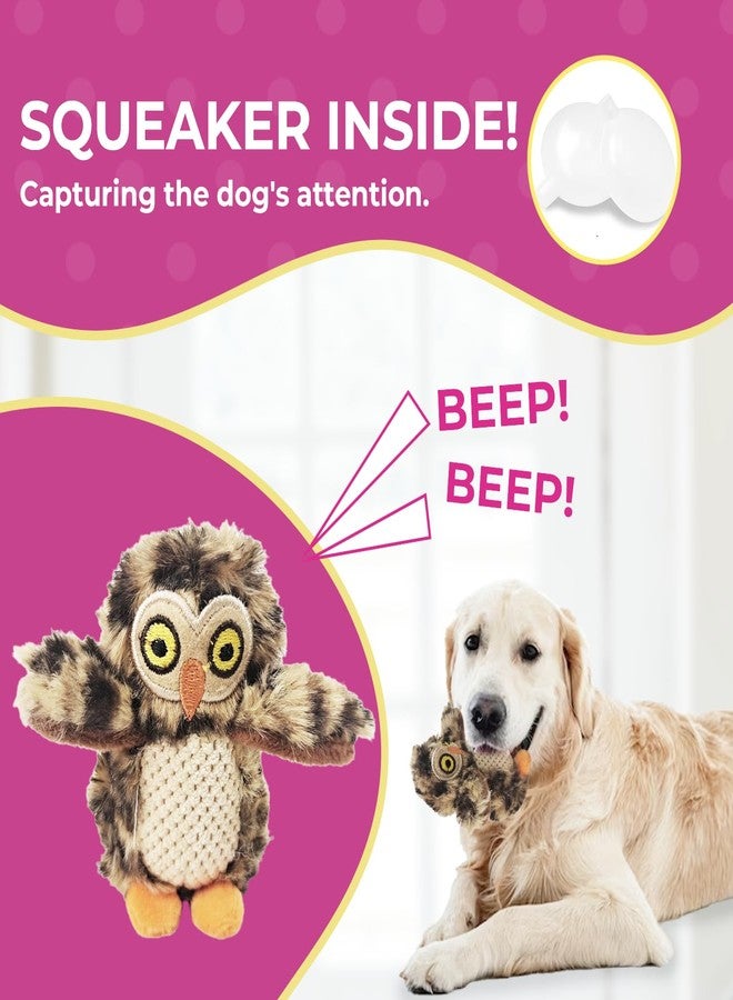 Glow Pups مجموعة ألعاب الكلاب Glow Pups المكونة من 3 قطع على شكل بومة، لعبة للكلاب الصغيرة، ألعاب كلاب قطيفة مع صفارة، مجموعة ألعاب متعددة للجراء، لعبة للكلاب الصغيرة (3 قطع: حيوانات بديلة، بومة) - Image 2