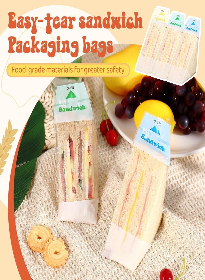 Leinuosen 600 Pcs Plastic Sandwich Bags Bulk Clear Triangle Sandwich Containers Packaging Easy Tear Disposable Bread Wrappers for Bread Bakery Takeaway Package - Image 4