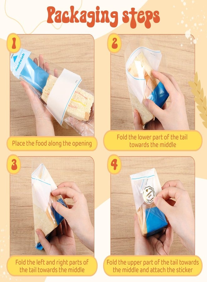 Leinuosen 600 Pcs Plastic Sandwich Bags Bulk Clear Triangle Sandwich Containers Packaging Easy Tear Disposable Bread Wrappers for Bread Bakery Takeaway Package - Image 3