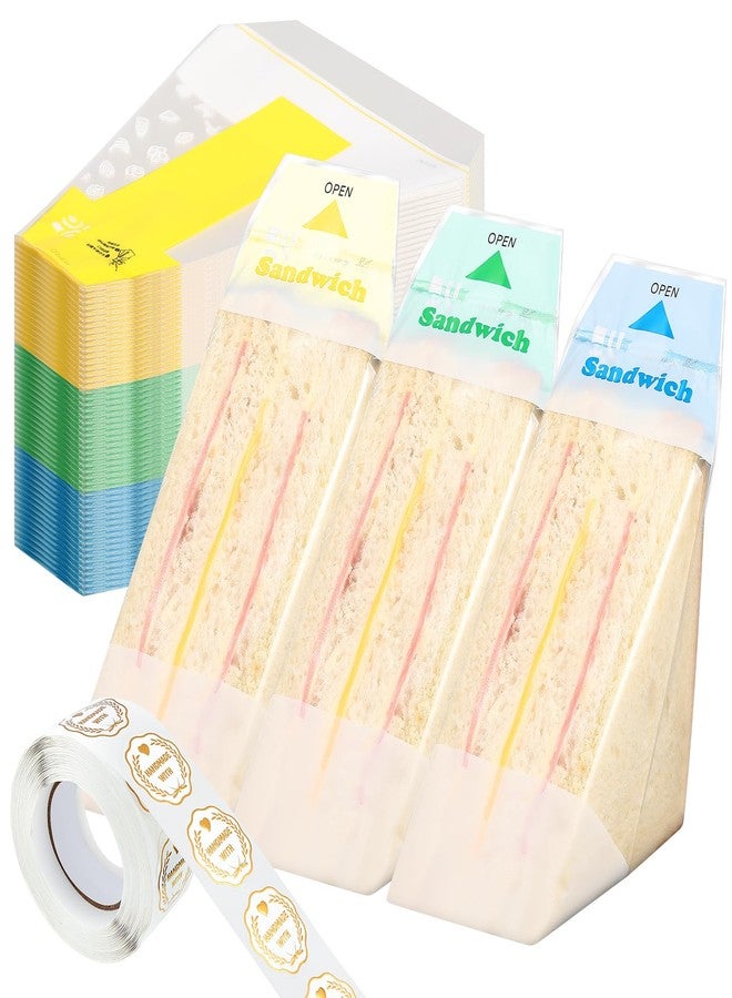 Leinuosen 600 Pcs Plastic Sandwich Bags Bulk Clear Triangle Sandwich Containers Packaging Easy Tear Disposable Bread Wrappers for Bread Bakery Takeaway Package - Image 1