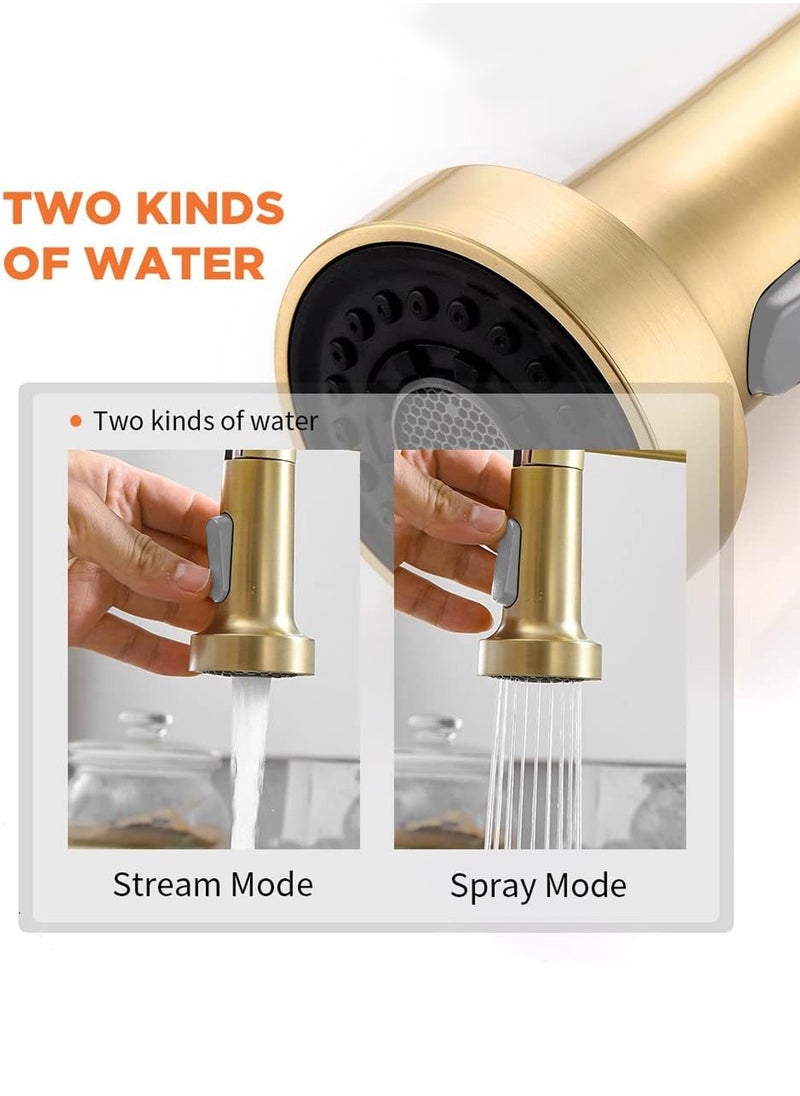 LEOKOR Brushed Gold Kitchen Faucet with Pull Down Sprayer Stainless Steel Single Handle Pull Out Spring Sink Faucets  - Image 5