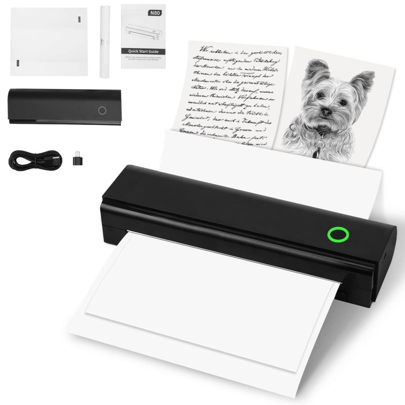 Travel Thermal Printer Inkless Mobile For A4 Us Letter Bt And USB 11X3.3X2 Inch Compatible With Smartphone Tablet Pc For Office And Home - Image 4