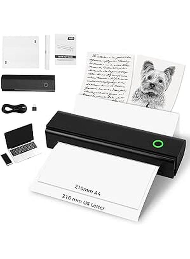 Travel Thermal Printer Inkless Mobile For A4 Us Letter Bt And USB 11X3.3X2 Inch Compatible With Smartphone Tablet Pc For Office And Home - Image 1