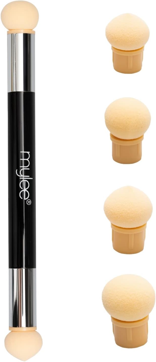 Mylee Dual Ended Sponge Applicator Pen Portable Dimensions Buffs Pigments Glitters and Flakes Gradient Ombre Effect DIY Nail Art Tool 4 Replacement Heads Vegan and Cruelty Free