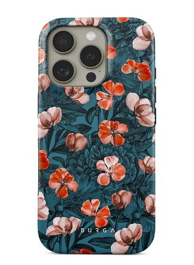 BURGA iPhone 16 Pro  Case, 2 Piece Hard Shell + TPU Interior, Shock Absorption, All Port Accessible, Raised Bezel For Screen & Camera Protection, Never Fading HQ Print, No Rain No flower