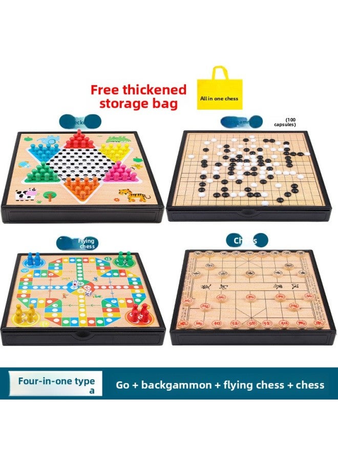 Flying Chess, Checkers, Backgammon, Large Multi-Functional Chessboard Combination, Family Interactive Kidsren's Toy