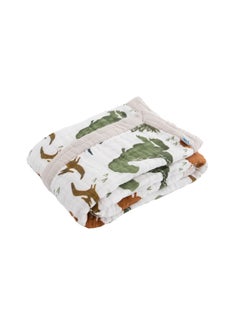 little unicorn Cotton Muslin Baby Blanket  Dino Friends  - Image 4