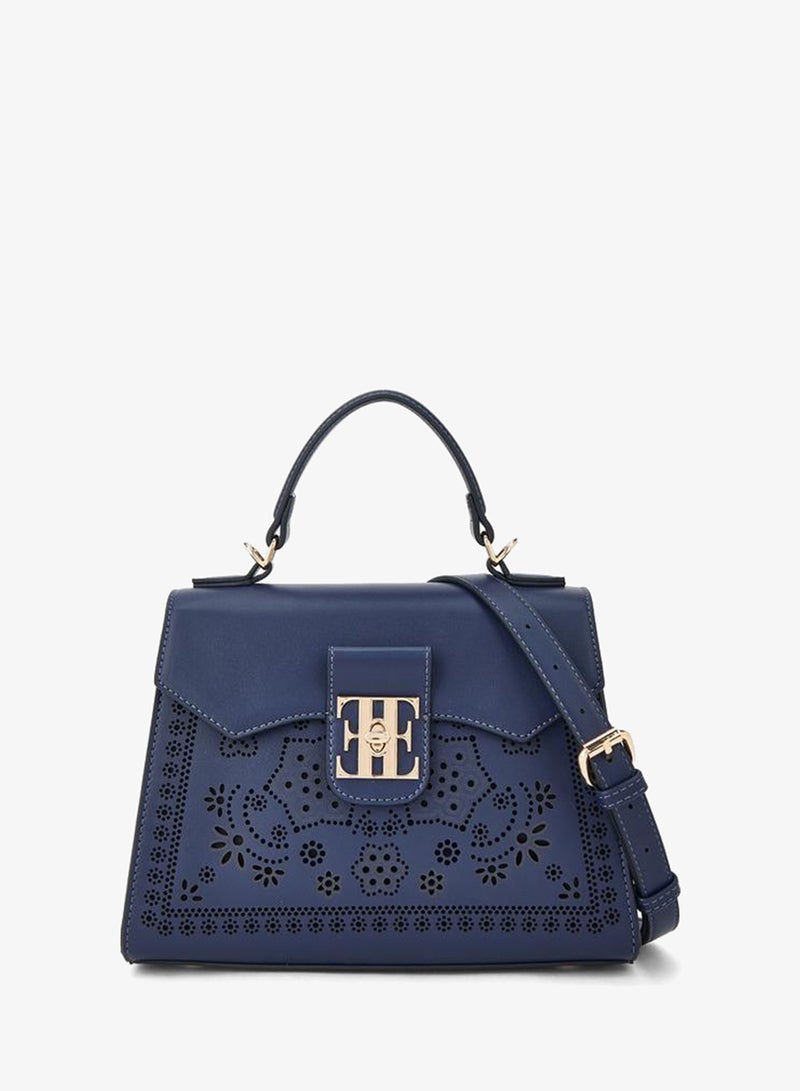 ELLE Cutwork Satchel Bag With Detachable Strap - Image 1