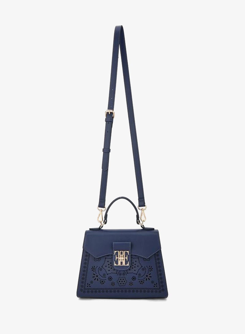 ELLE Cutwork Satchel Bag With Detachable Strap - Image 2