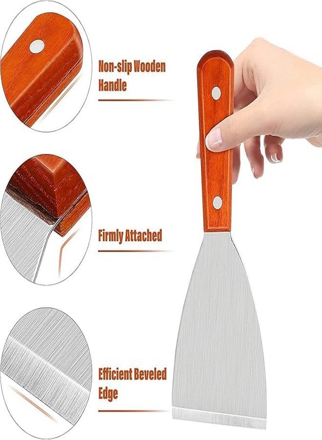Meswarn® Wooden Handle Stainless Steel Pastry Scraper and Cutter for Kitchen and Baking Pack of 2 - Image 2