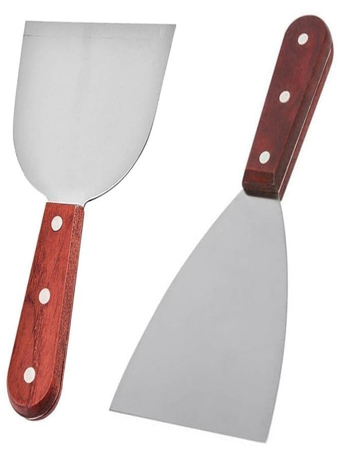Meswarn® Wooden Handle Stainless Steel Pastry Scraper and Cutter for Kitchen and Baking Pack of 2 - Image 1