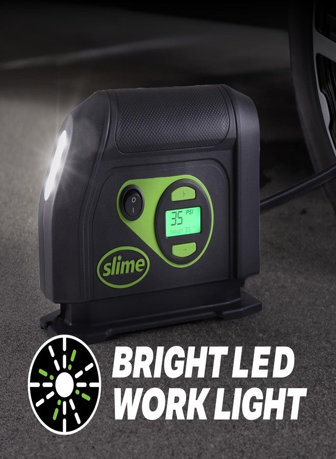 Slime 40051 Tire Inflator, Portable Car Air Compressor, Inflate Right Automatic Shut Off, with Digital 99 psi Display, Long Hose and LED Light, 12V, 6 min Inflation - Image 4
