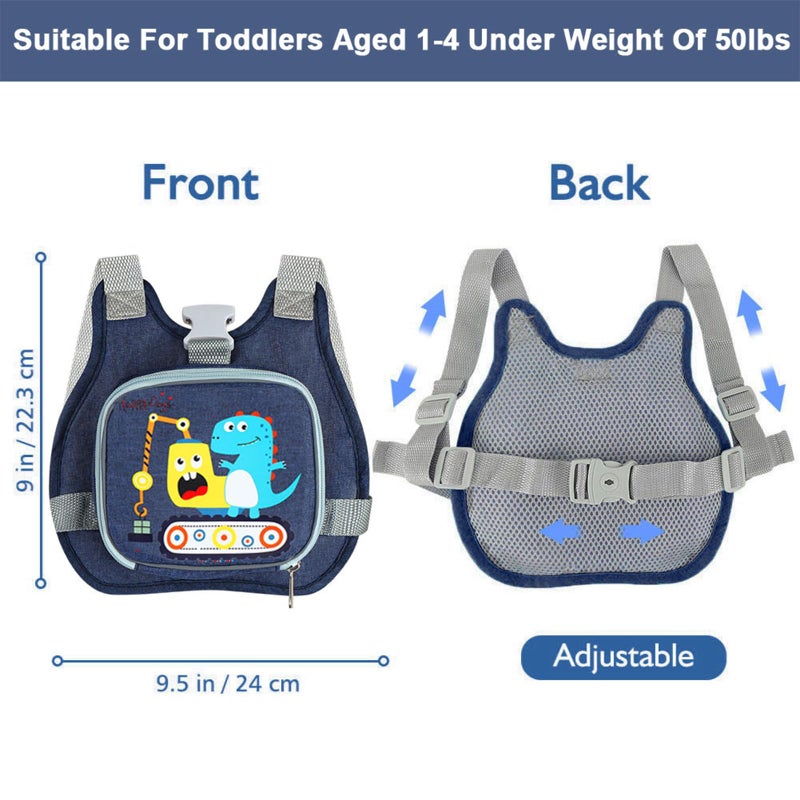 Accmor Toddler Harness Leash+ Reflective Anti Lost Wrist Link, Cute Dinosaur Kids Harness with Leash, Collapsible Child Leash Baby Boys Walking Wristband Assistant Strap Belt for Outdoor Travel - Image 2