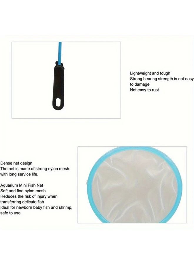 10 قطع من شباك الأسماك ذات الشبكة الدقيقة من البولي إيثيلين عالية المرونة مع مقبض أزرق ناعم للأحواض المائية - Image 5