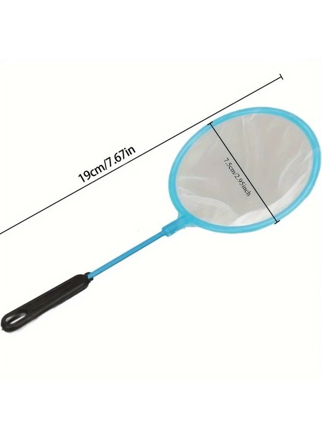 10 قطع من شباك الأسماك ذات الشبكة الدقيقة من البولي إيثيلين عالية المرونة مع مقبض أزرق ناعم للأحواض المائية - Image 3