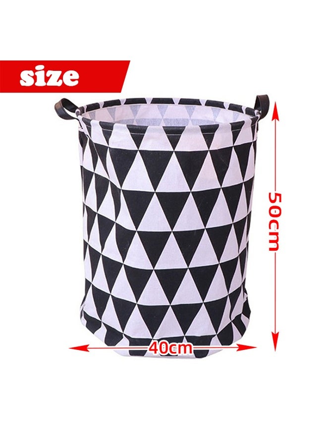 Generic Foldable Cloth Organizer Storage Basket Household Laundry Basket Storage Box Bathroom Basket Black/White Fabric 40x50cm for Toys Clothes Bedroom  - Image 3