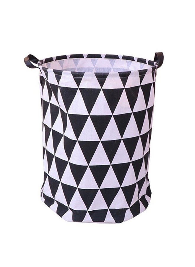 Generic Foldable Cloth Organizer Storage Basket Household Laundry Basket Storage Box Bathroom Basket Black/White Fabric 40x50cm for Toys Clothes Bedroom  - Image 1