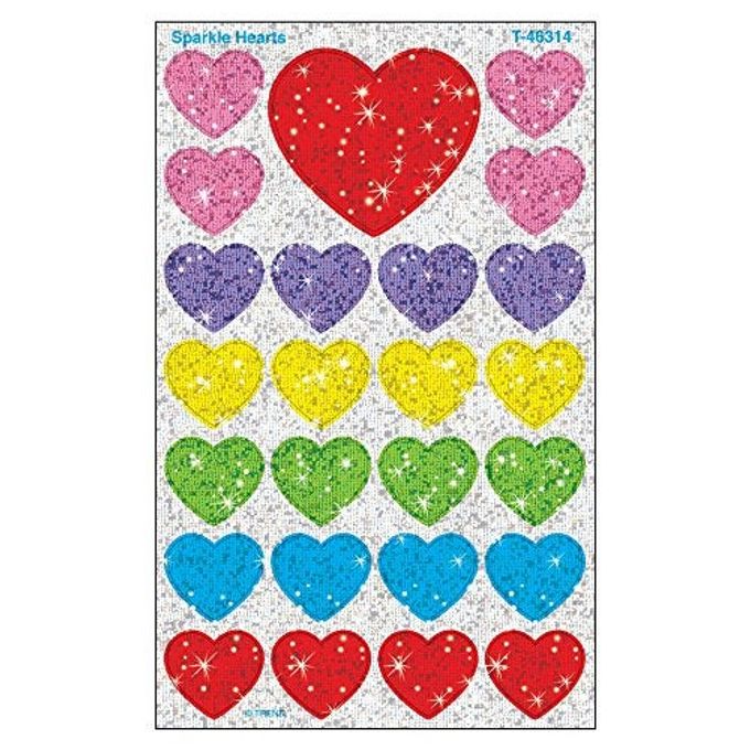 Trend Enterprises Trend Sparkle Hearts superShapes Stickers, Classroom Incentives, 100 Count - Image 1