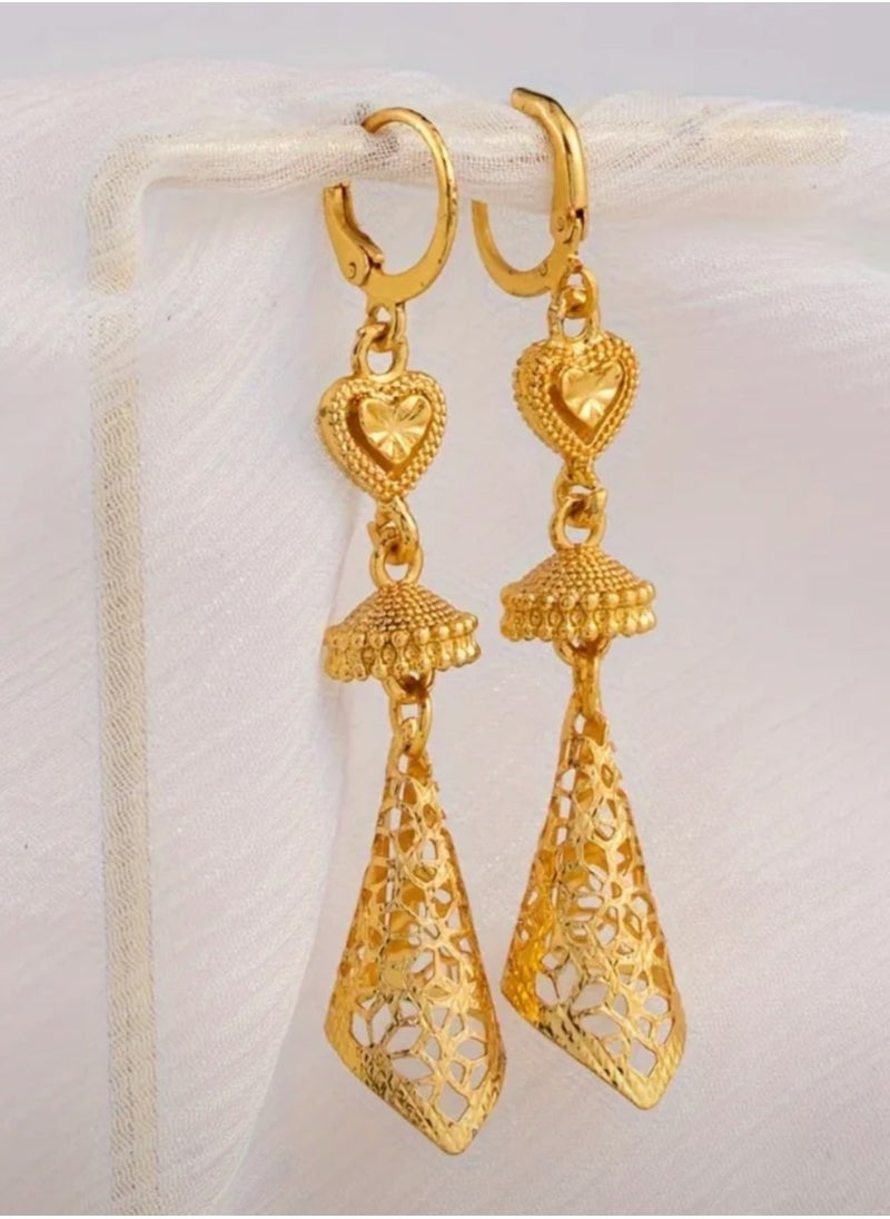 GOLDMAX Elegant 21k Gold Plated Drop Earrings For Women  - Image 3