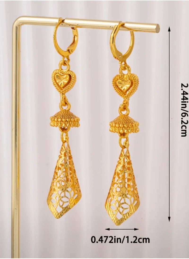 GOLDMAX Elegant 21k Gold Plated Drop Earrings For Women  - Image 4