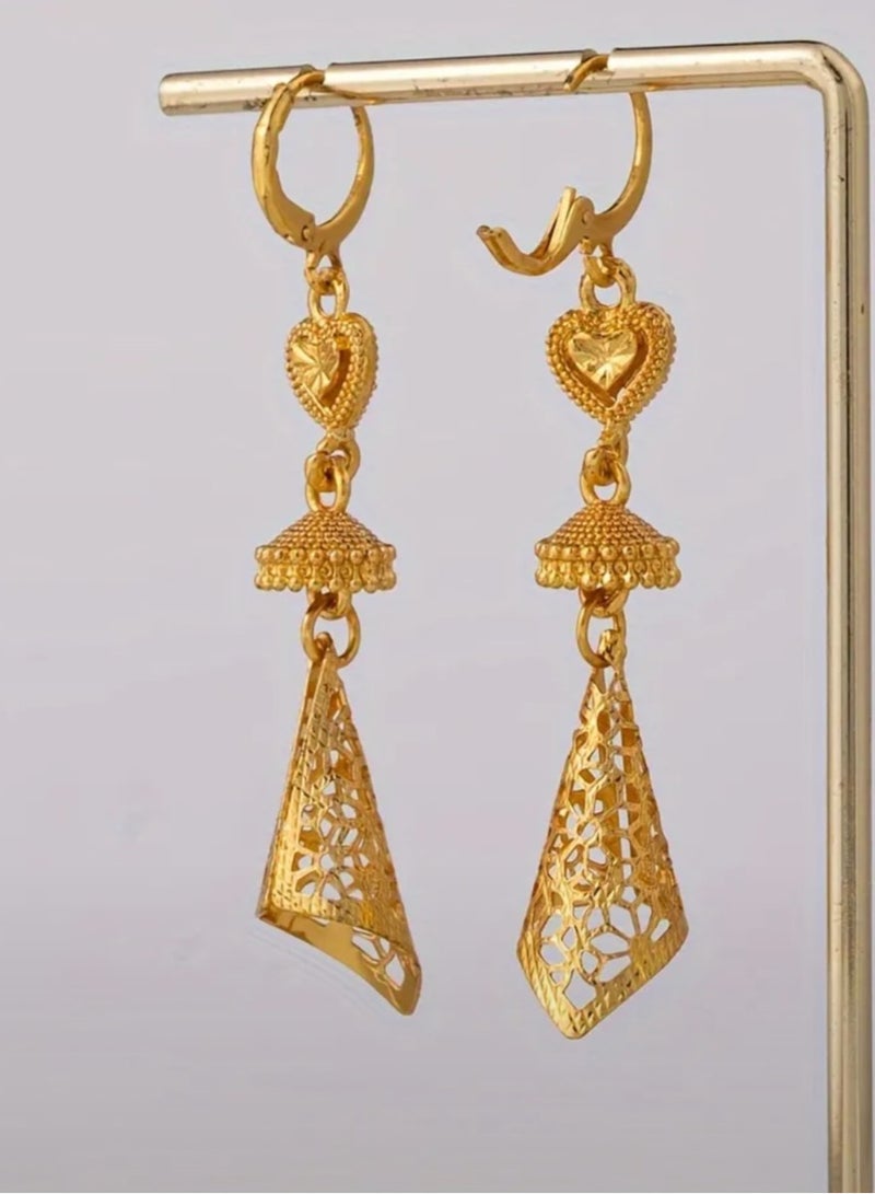 GOLDMAX Elegant 21k Gold Plated Drop Earrings For Women - Image 2