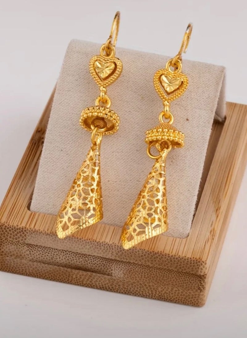 GOLDMAX Elegant 21k Gold Plated Drop Earrings For Women - Image 1