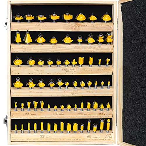 KOWOOD Router Bits Set 1/4 Inch Shank ,70 Piece Router Bit Set,Tungsten Carbide Router Bits Kit for Professional Woodworking - Image 1