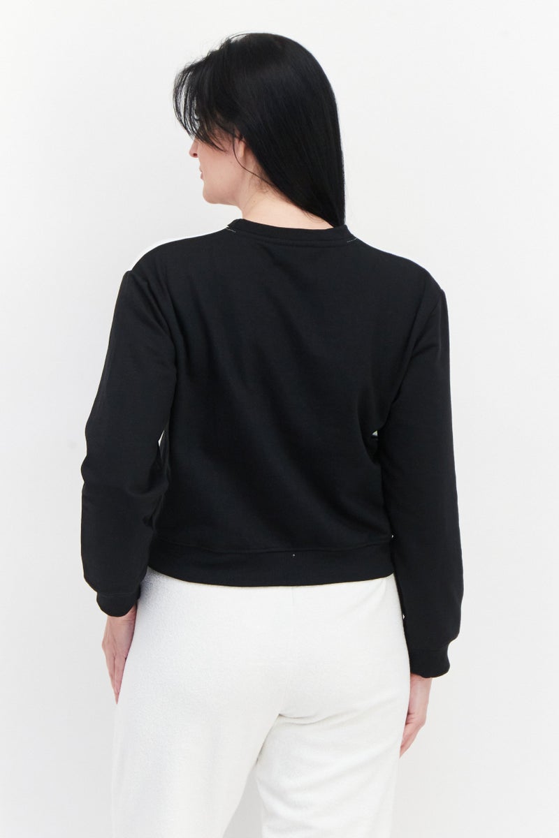 NAUTICA Women Crew Neck Graphic Print Long Sleeve Sweatshirt, Black Combo - Image 4