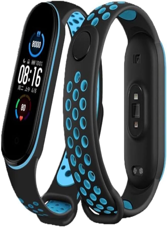 Next Next store Silicone Sport Strap Compatible with Mi Band 5 / Mi Band 6 Breathable Replacement Strap Compatible with Xiaomi Mi Band 5 6 Smart Watch, One Size