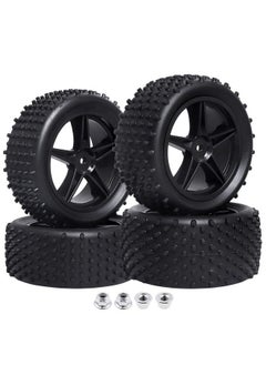 Front And Rear Tires & Wheels Set 12Mm Hex Hubs Foam Inserts For Redcat Hpi Exceed Rc 1/10 Off Road Buggy Tyre (4Pack)