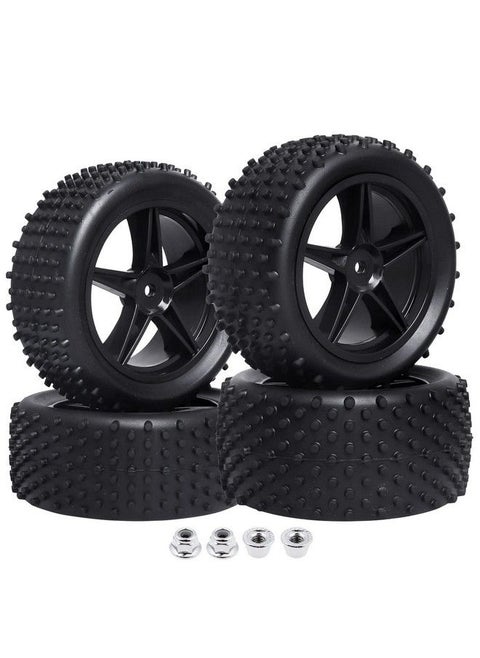 Front And Rear Tires & Wheels Set 12Mm Hex Hubs Foam Inserts For Redcat Hpi Exceed Rc 1/10 Off Road Buggy Tyre (4Pack)