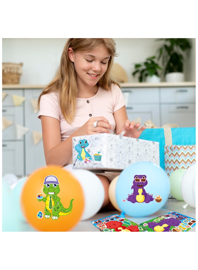 32 Sheets Make a Dinosaur Stickers for Kids Dinosaur Party Favors Make Your Own Sticker Cute a Face DIY Project Theme Birthday Party Favor Supplies - Image 4