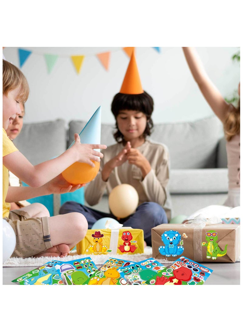 32 Sheets Make a Dinosaur Stickers for Kids Dinosaur Party Favors Make Your Own Sticker Cute a Face DIY Project Theme Birthday Party Favor Supplies - Image 5